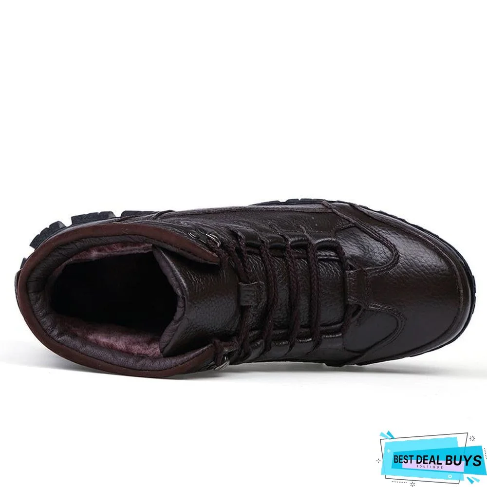 Men's Boots High Quality Super Warm Winter Footwear Men Snow Boots Genuine Leather Men Shoes Men Military Fur Boots