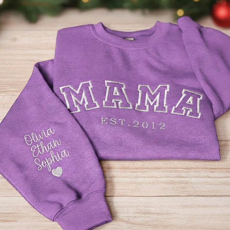 🧵✨ The Ultimate Personalized Comfort: Custom Embroidered Mama/Papa Sweatshirt /Hoodie✨🧵
