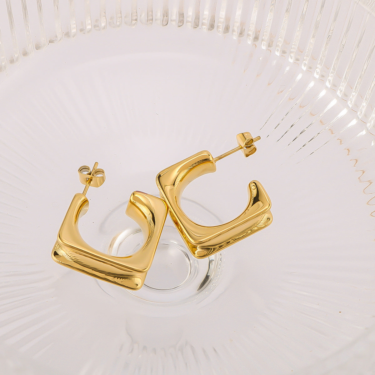 IG Style Circle Geometric Stainless Steel Electroplating Earrings