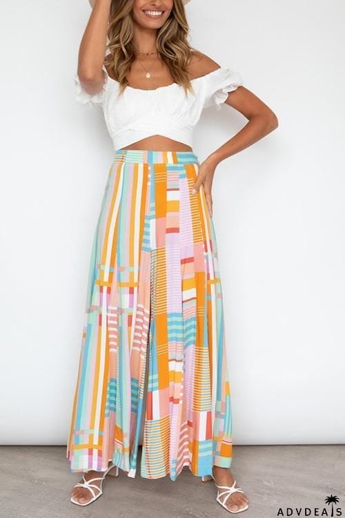Geometry Print Wide Leg Pants