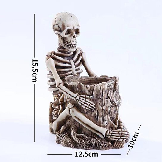 Skeleton Storage Holder Practical Strong Stability Creative Resin Skull Pen Pencil Holder for Home