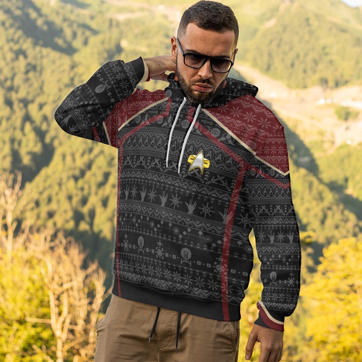 Unisex Black Ugly Christmas Sweaters 3D ST Picard 2020 Print Hoodies