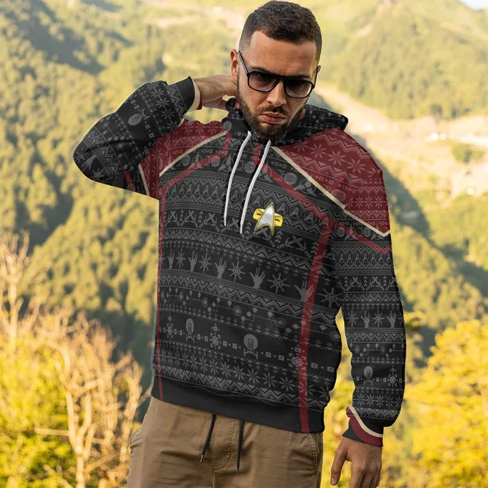 Unisex Black Ugly Christmas Sweaters 3D ST Picard 2020 Print Hoodies