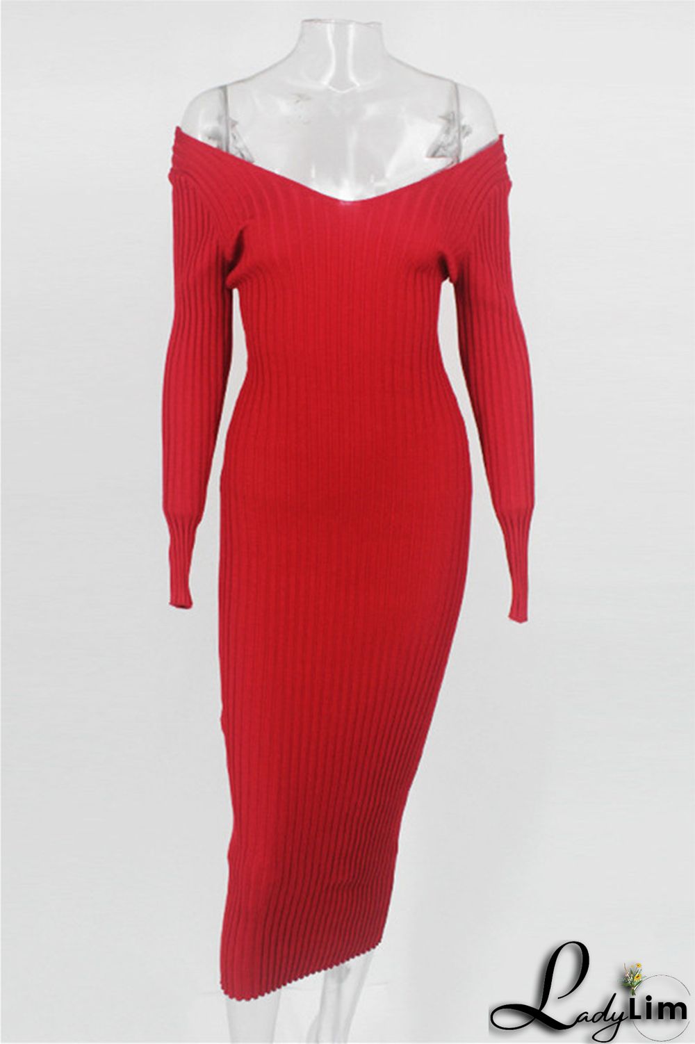Black Fashion Casual Solid Basic V Neck Long Sleeve Dresses