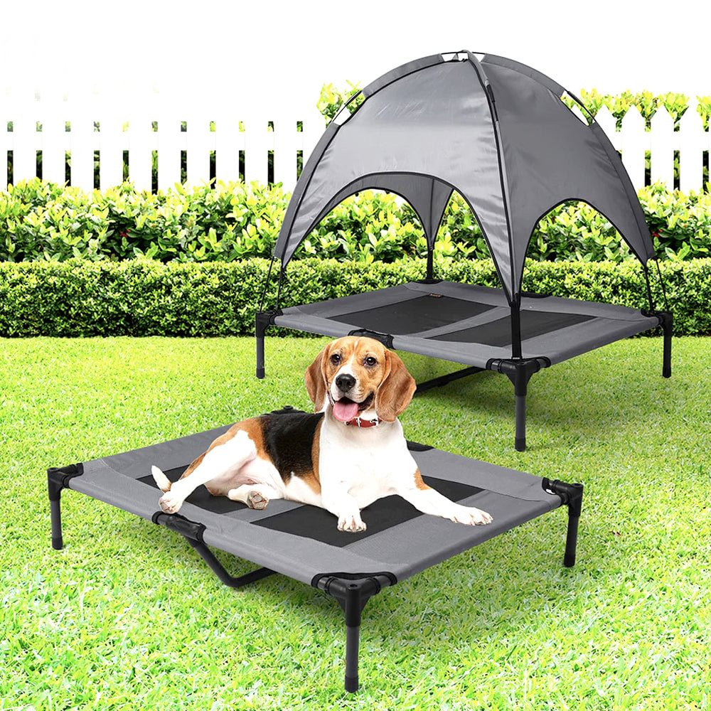 Elevated Dog Bed With Removable Canopy Portable Raised Cooling Pet Bed