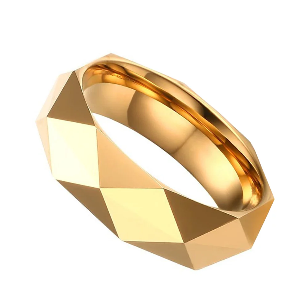 4MM 6MM 8MM Gold Three Dimensional Multi Faceted Tungsten Couples Wedding Bands