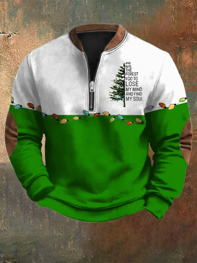 Men's Western Christmas Zip Collar Sweatshirt