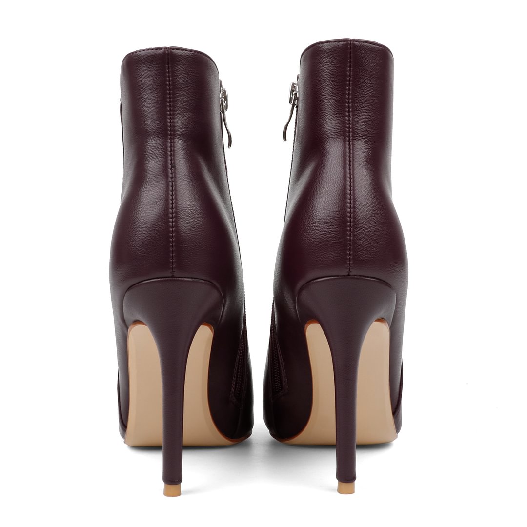 100mm Women's High Heels Pointed Toe Zipper Boots-MERUMOTE