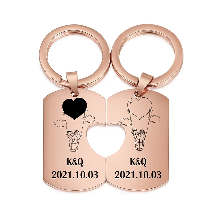 Personalized Couple Keychain Set Engrave Name Matching Couple Gifts