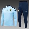Joyfball 2024/2025 France Half-Pull Training Suit Wathet Football Shirt 1:1 Thai Quality