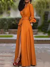 Split-Front Lace-Up Flared Sleeves Maxi Dresses