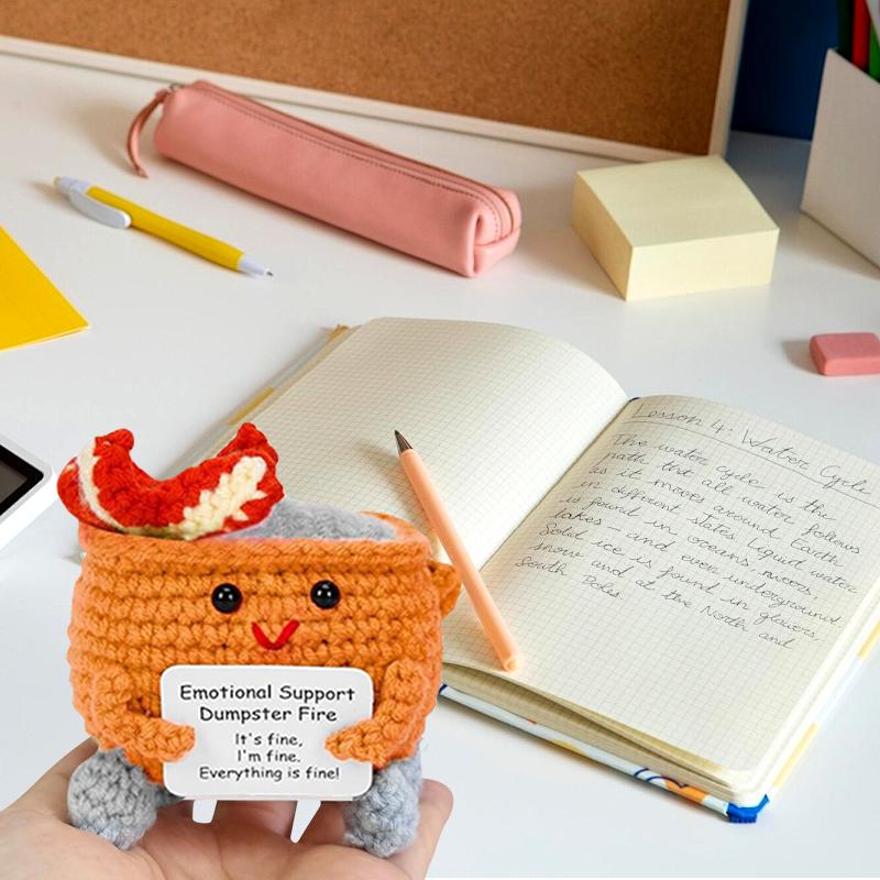 Crochet Dumpster Fire Toy, 1 Count Emotional Support Dumpster Fire Plush Toy, Emotional Support Ornament for Easter Decoration Or Gift 8