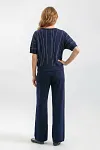 Pinstripe Knitwear, Wide Leg Trousers Set, Guangzhou Garment Factory, Mature Women Fashion (30-60), Smart Casual Knitwear