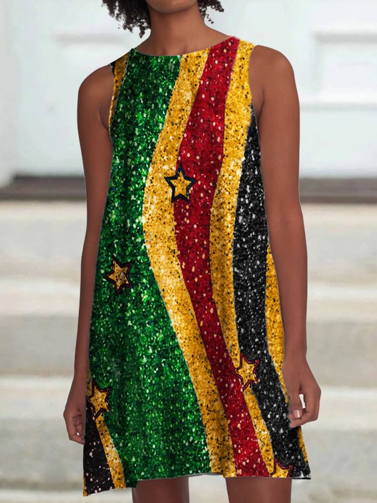 Black Pride Stars Wave Glitter A Line Mini Dress