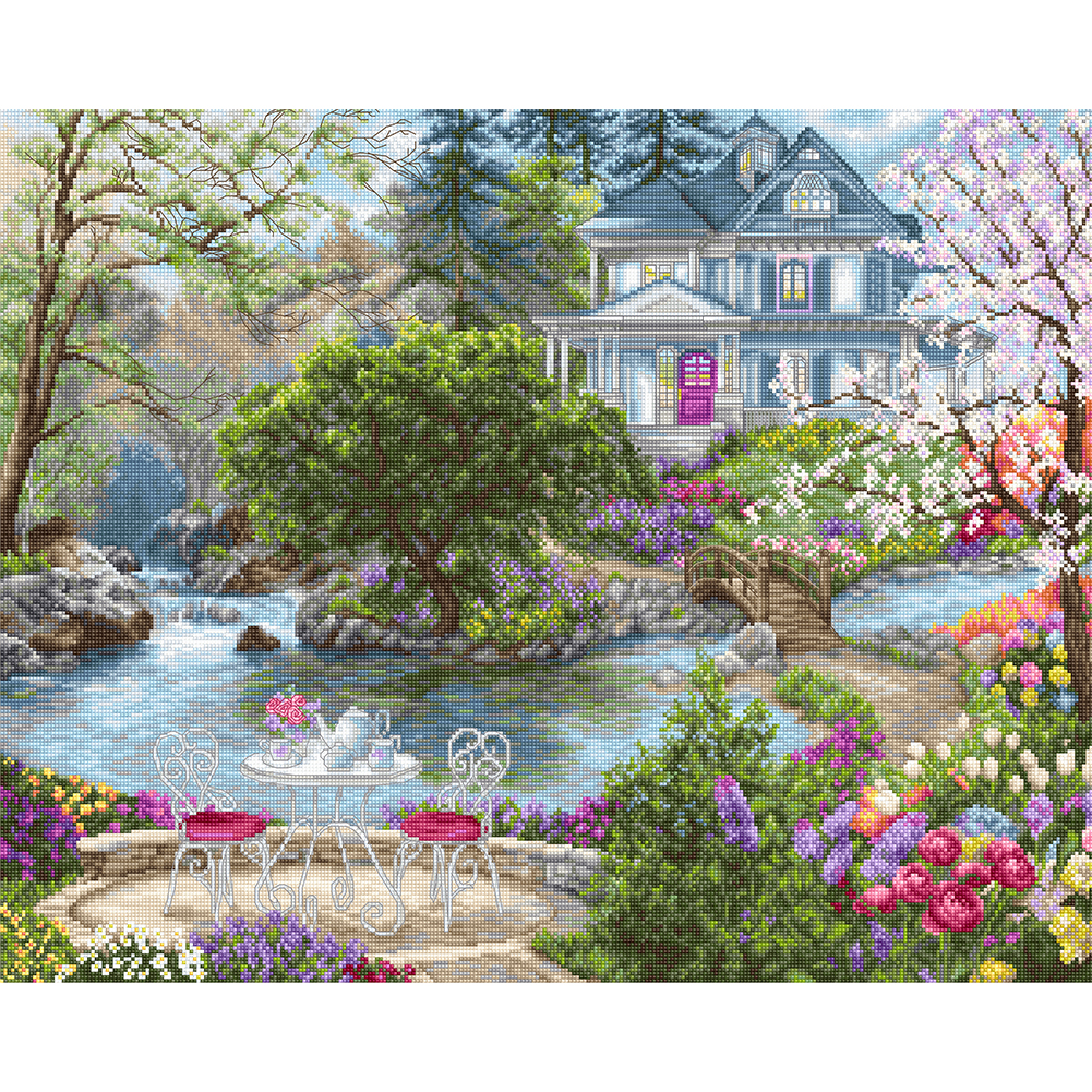 

Mountain Villa - 11CT Stamped Cross Stitch - 40*50CM, 501 Original