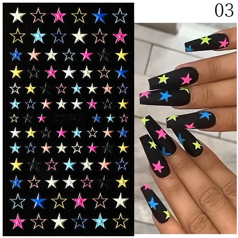 1PC French 5D Nail Sticker Embossed Flower Bubble Pattern Self-Adhesive Slider Wedding Design Nails Decals Nail Art Decoration-Nail Inspo