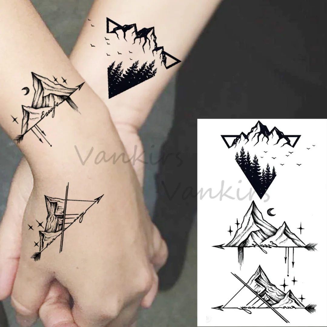 Sdrawing Cloud Coconut Tree Temporary Tattoos For Adults Girls Tiger Flower Compass Mountain Fake Tattoo Sticker Arm Leg Tatoos