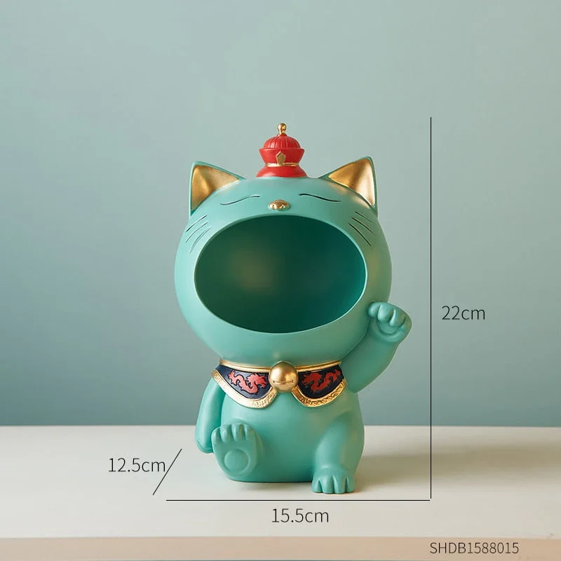 Nordic Big Mouth Cat Storage Box Candy Key Storage Resin Colorful Animal Model Modern Home Decoration Accessories Gift Lucky Cat