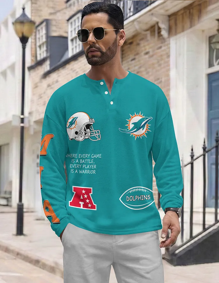 Miami Dolphins Long Sleeve Henley Shirts & Pants set