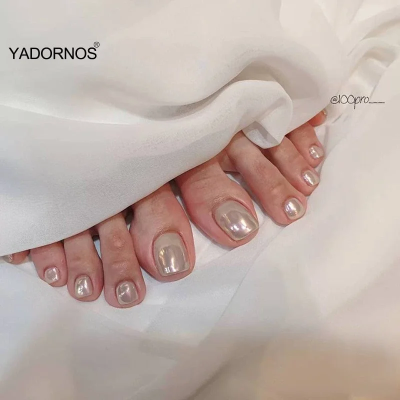 24pcs false nails for feet Patch Glue Type Removable Short Paragraph Fashion Manicure Save Time False Toenail Patch TY-Nail Inspo