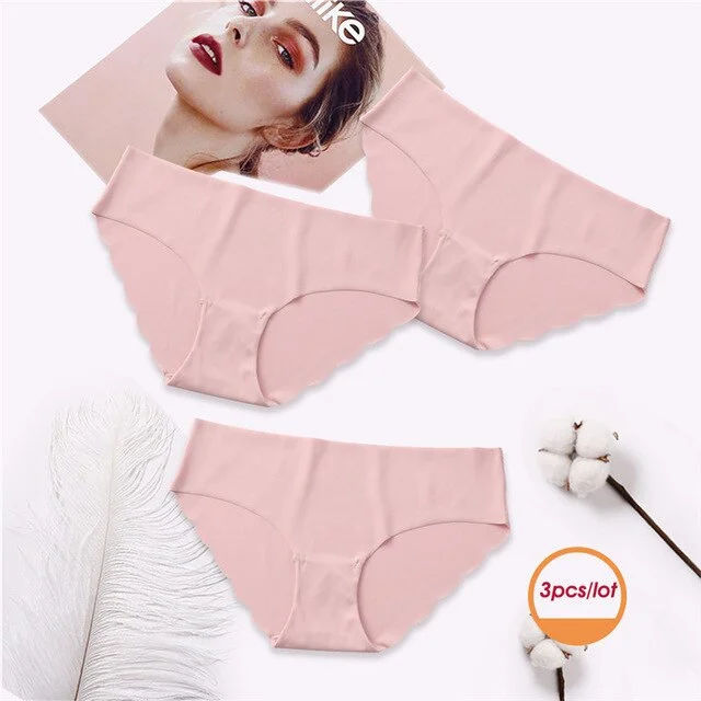 3PCS/Set Seamless Panties Set Underwear Women Female Intimates Fashion Girls Low-Rise Briefs 8Colors Lingerie 2019 Drop Shipping