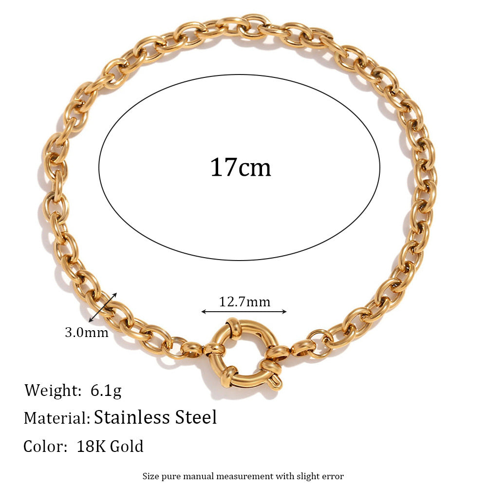 Women Fashion Circle Geometric Stainless Steel 18K Gold Plated Bracelets