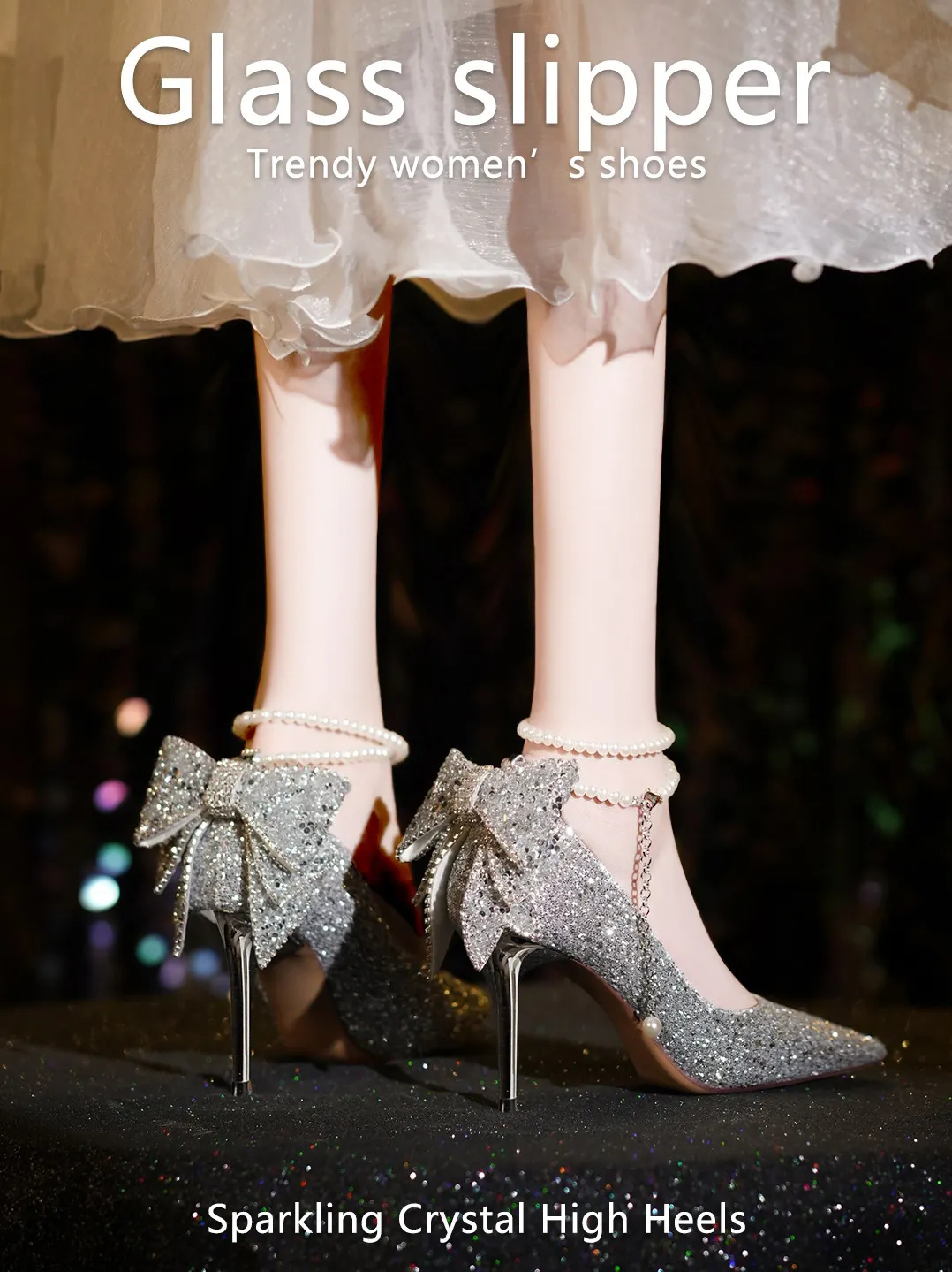Breakj Breakj High-Heeled Women 2025 New Design Small-Sized Photos Crystal Show Wedding Dress Two-Wear Wedding Shoes Bridal Shoes