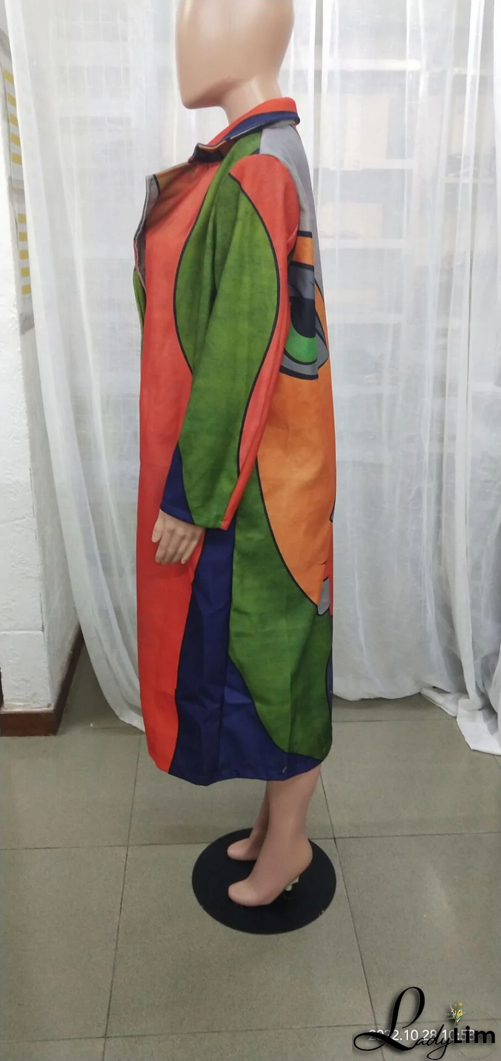 Fall Women's Long Sleeve Turndown Collar Jacket Printed Coat