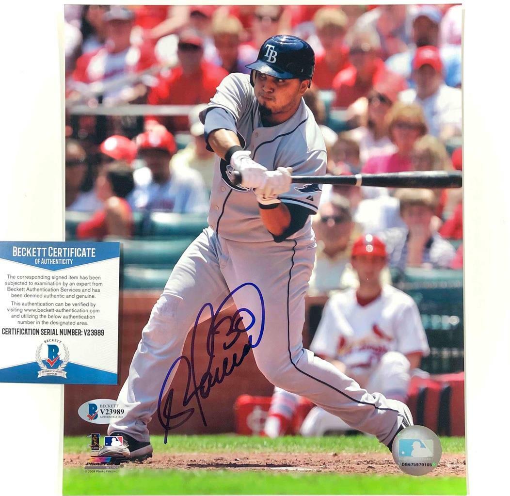 Dioner Navarro autograph Tampa Bay Devil Rays signed 8x10 Photo Poster painting BAS COA Beckett