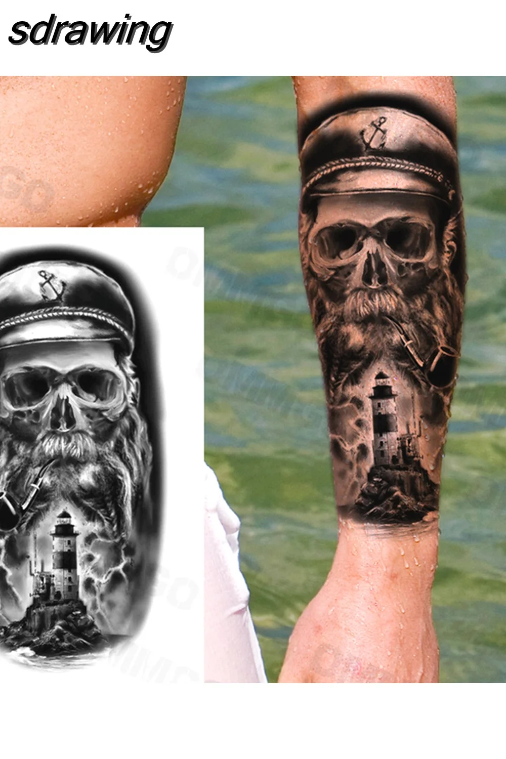 sdrawing Lion Rose Flower Temporary Tattoos For Women Adult Girl Compass Skull Fake Tattoo Arm Thigh Body Art Waterproof Tatoos