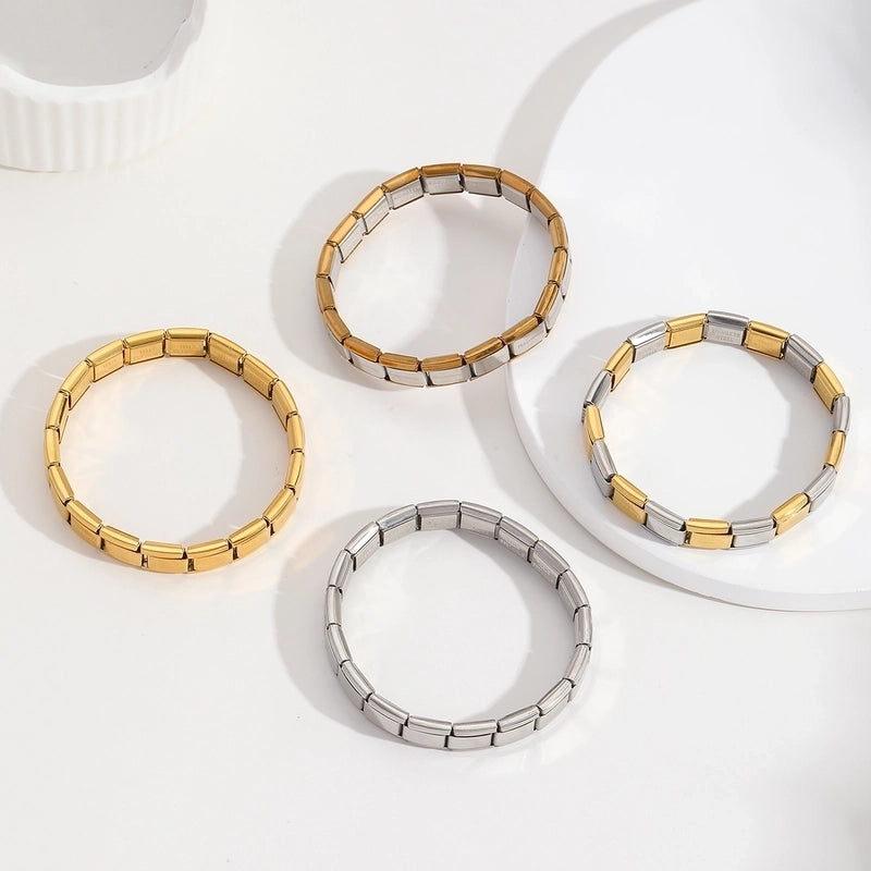 Minimalist Streetwear Solid Color 201 Stainless Steel 18K Gold Plated Italian Charm Bracelets In Bulk