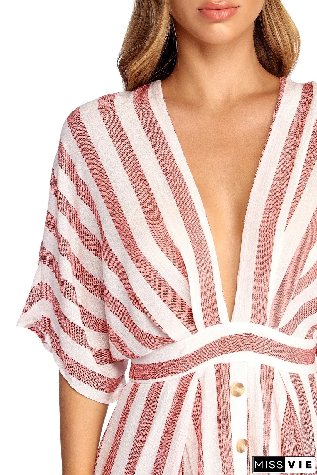 Buttoned Up Stylish In Stripes Dress