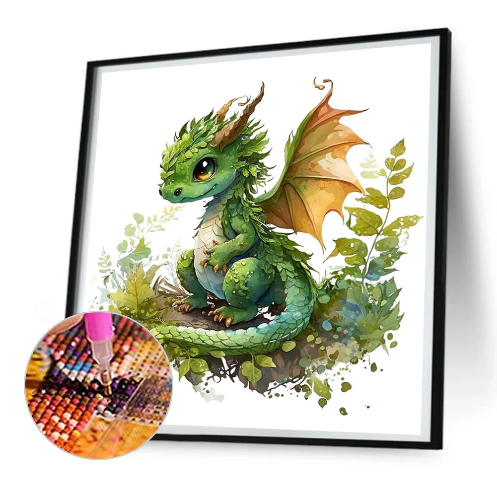 Full Round Diamond Painting 30*30cm - Little Dragon