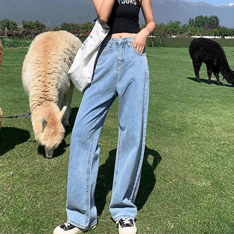Woman Jeans High Waist Clothes Wide Leg Denim Clothing Blue Streetwear Vintage Quality 2022 Fashion Harajuku Straight Pants
