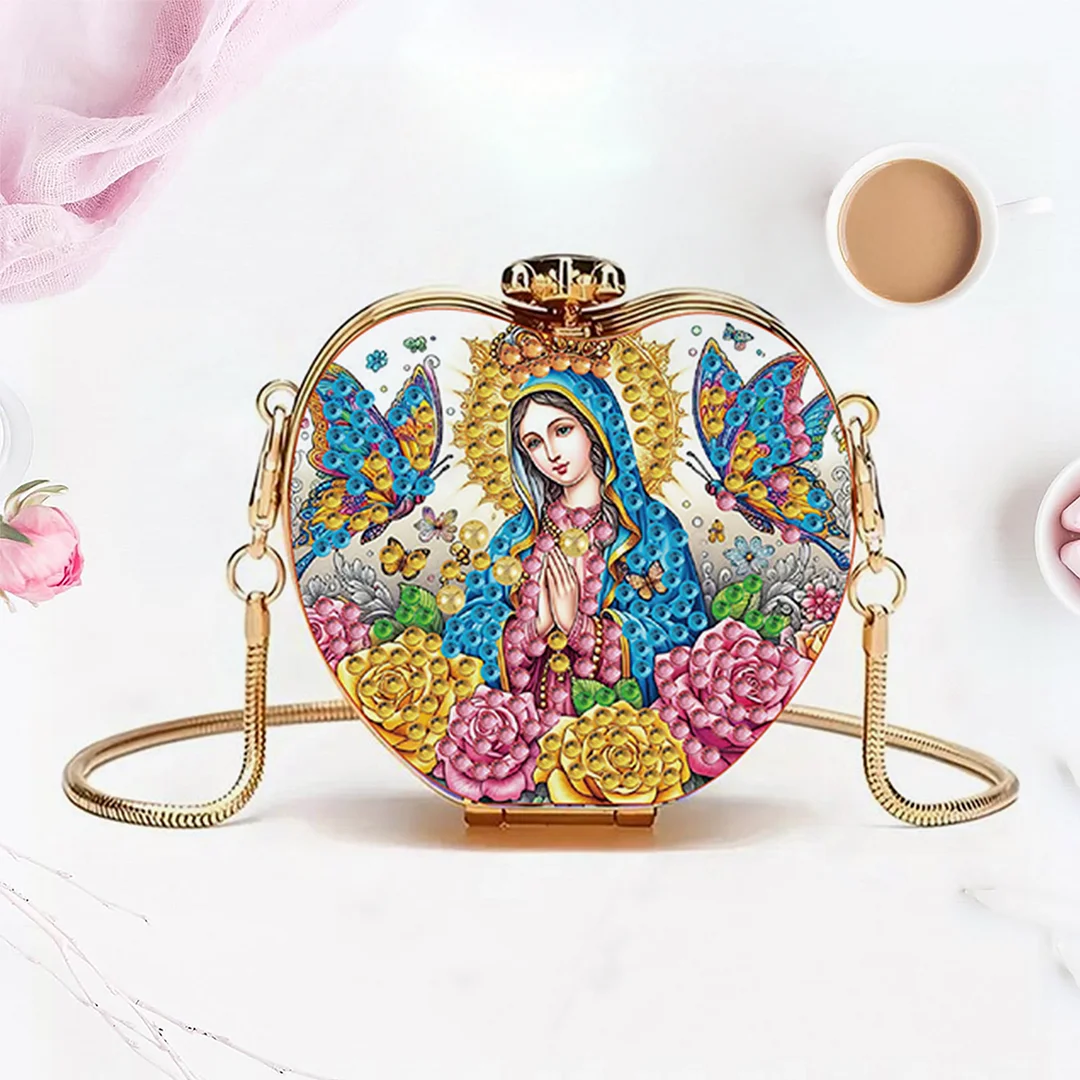 Faith DIY Acrylic Love Art Diamond Painting Coin Purse with Chain for Women Girl