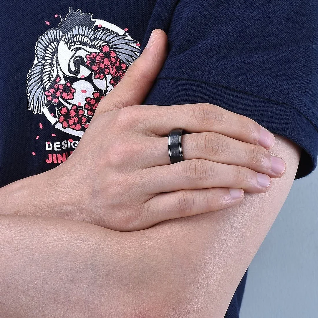 4MM 6MM 8MM 10MM Women's Or Men's Tungsten Carbide Rings Classic Carbon Fiber Black Brushed Two Grooved Center Couple