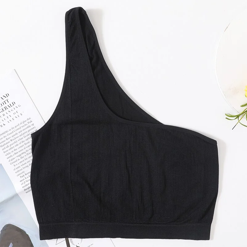 Top One Shoulder Women Tops Camis Seamless Underwear fashion Sleeveless Lingerie Womens Crop Top Streetwear Fashion Camiso. Rows