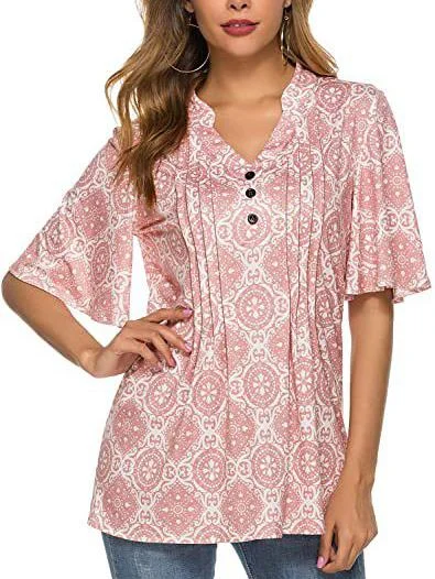 Women's V-neck Short Sleeve Half Sleeve Printed Tops