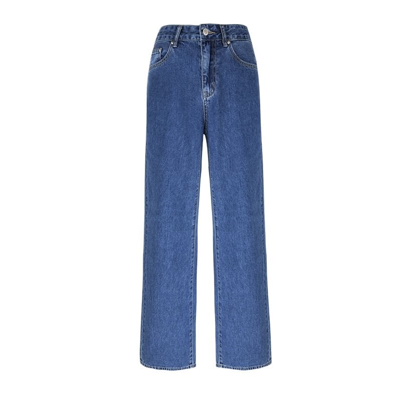 Women's Pants Baggy Jeans Women 2021 Fashion Denim Trousers Straight Leg Pants Y2k Jeans High Waist Loose Blue Washed Mom Jeans