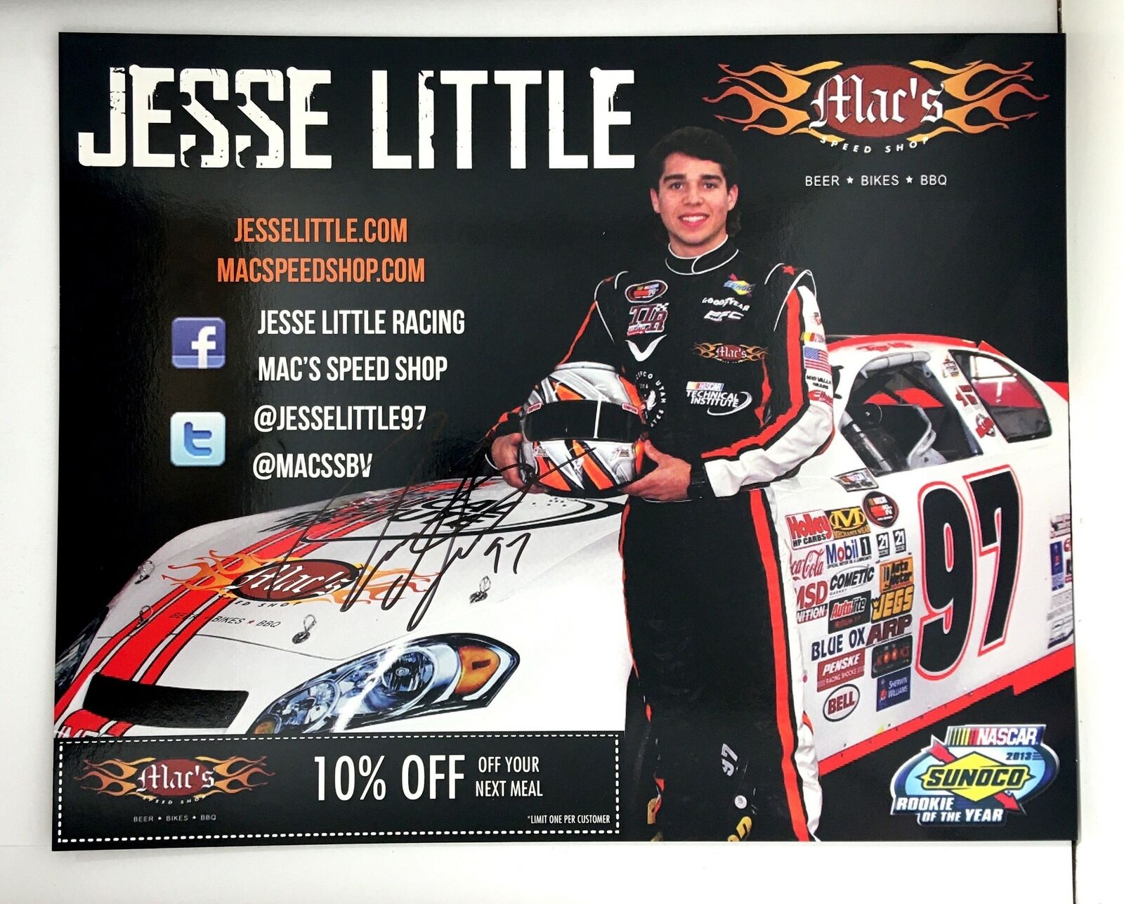 Jesse Little Signed 8x10 Photo Poster painting Promo Hero Card Postcard NASCAR  SHIP Auto AU