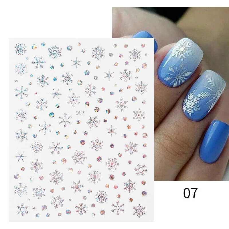 Winter Xmas 3D Nail Sticker Christmas Elk Santa Snowflake Deer Cartoon Slider Design Polish Nails Decals Nail Art DIY Decor Tool-Nail Inspo