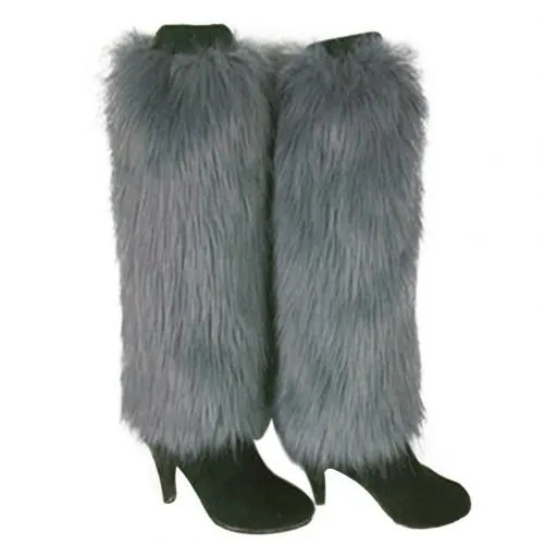 Winter Fashion Solid Color Women Boot Covers Warm Furry Faux Fur Leg Warmers