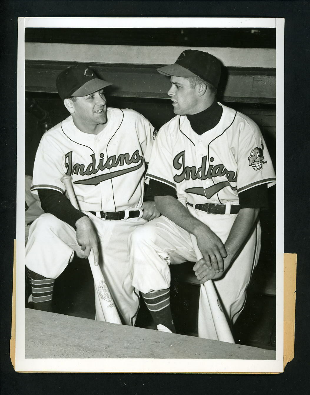 Lou Boudreau & Rookie Ray Boone 1949 Type 1 Press Photo Poster painting Cleveland Indians