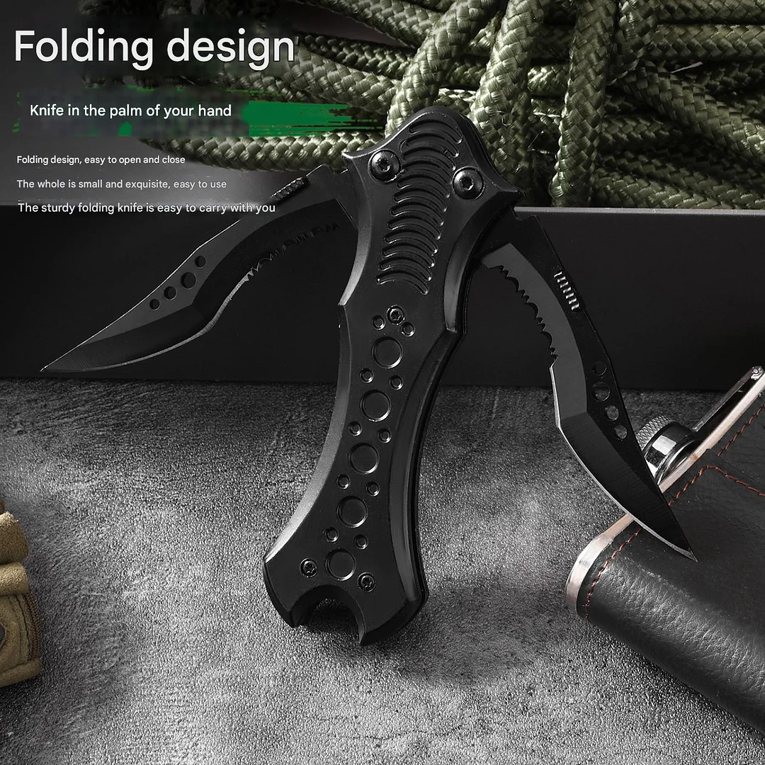 Outdoor Survival Knife Camping Portable High Hardness Portable Knife Self-Defense Wilderness Survival Tactics Field Multi-Purpose Knife