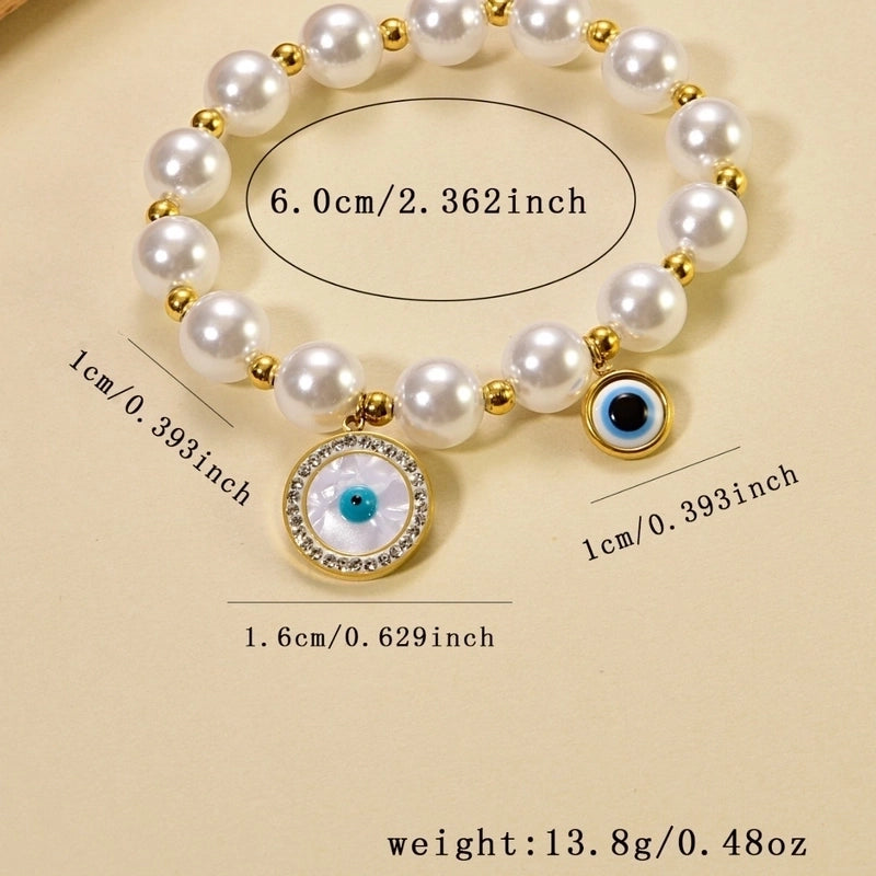 Novelty Minimalist Classic Style Devil’s Eye Palm Red Heart 304 Stainless Steel 18K Gold Plated Zircon  Bracelets In Bulk