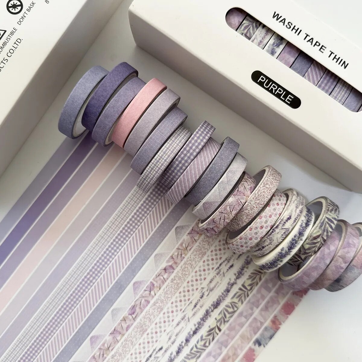 Journalsay 7mm*300cm 20 Rolls/box Split Thin Washi Tape Set Simple Pattern Decor Tape