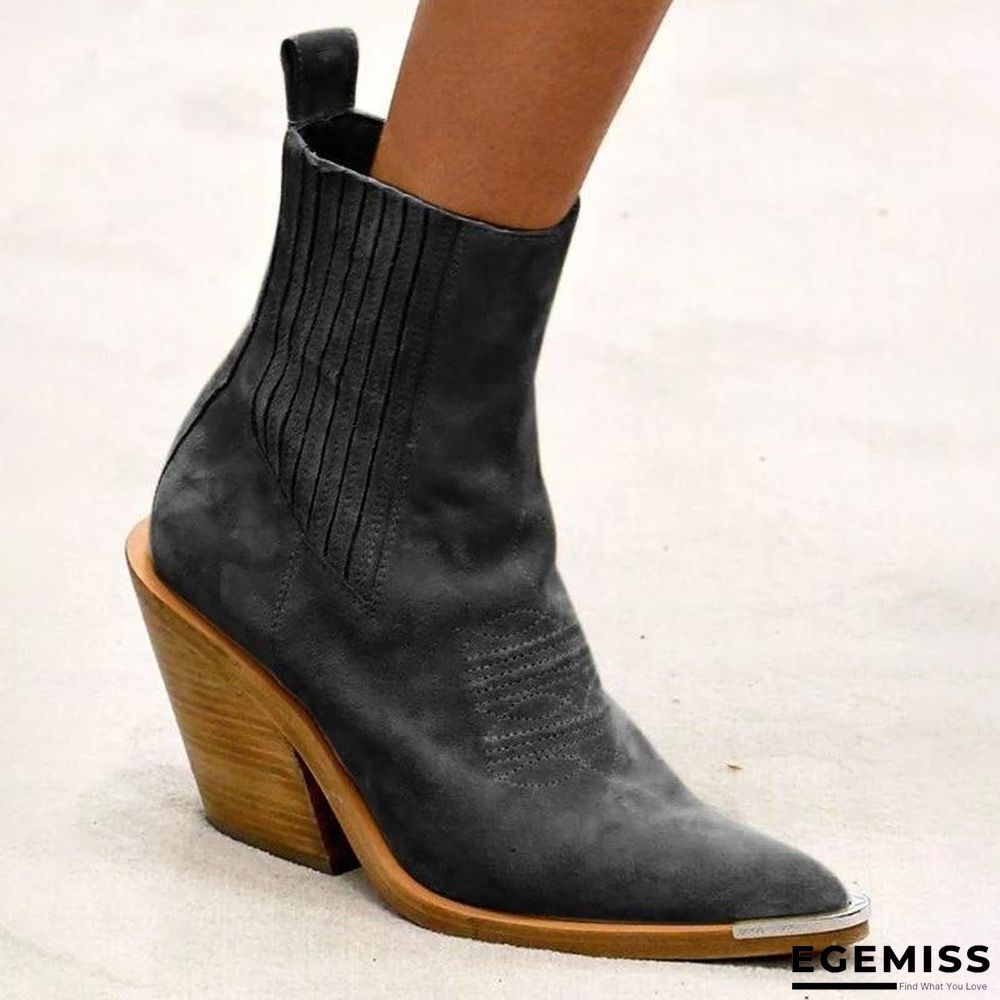 Chunky Heel Pointed Ankle Boots | EGEMISS