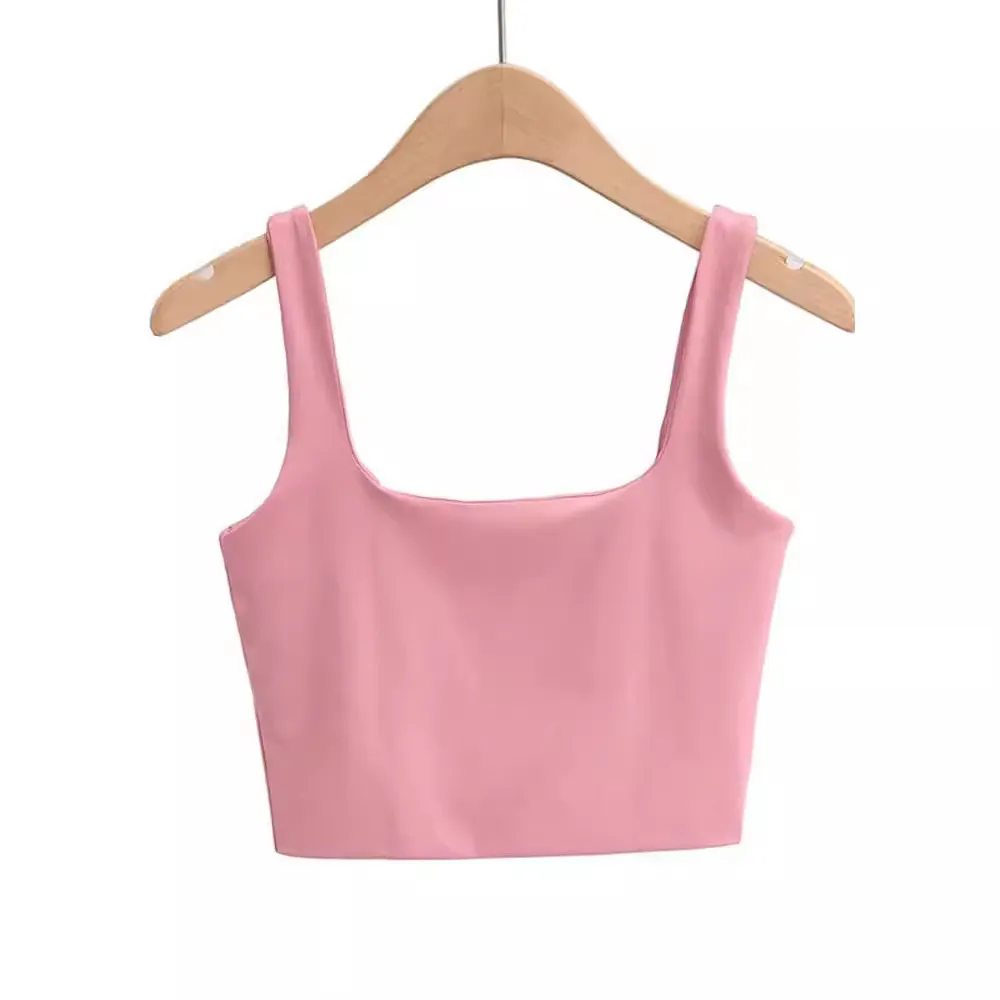 Churchf Churchf Temperament Sexy Back Double Small Vest Summer Women's New Pure Color Versatile Short Sleeveless Jacket