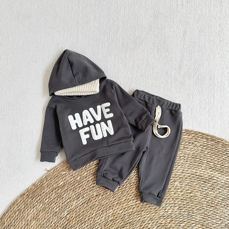 HAVE FUN Baby Hooded Slogan Sweatsuit 2 Pieces Set