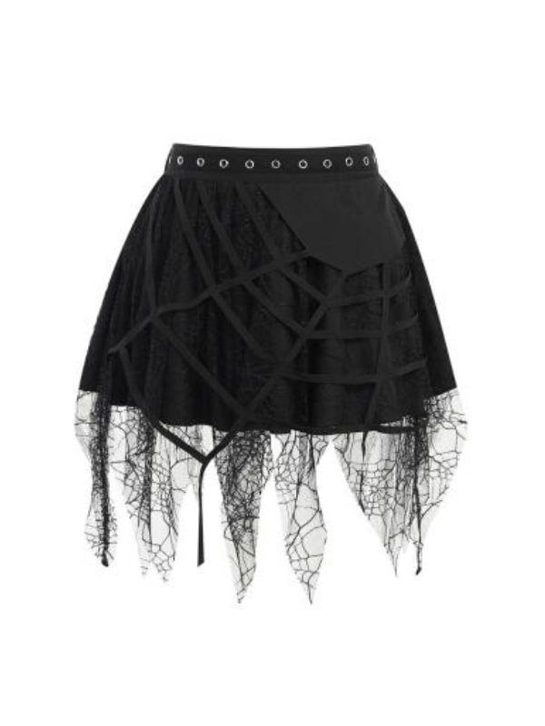 Steampunk Fringed Spider Net Skirt